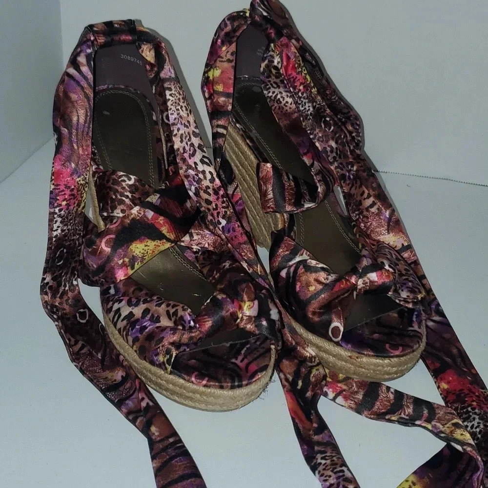 Impo Tipsy Wedge Strap Up Espadrilles Size 10M